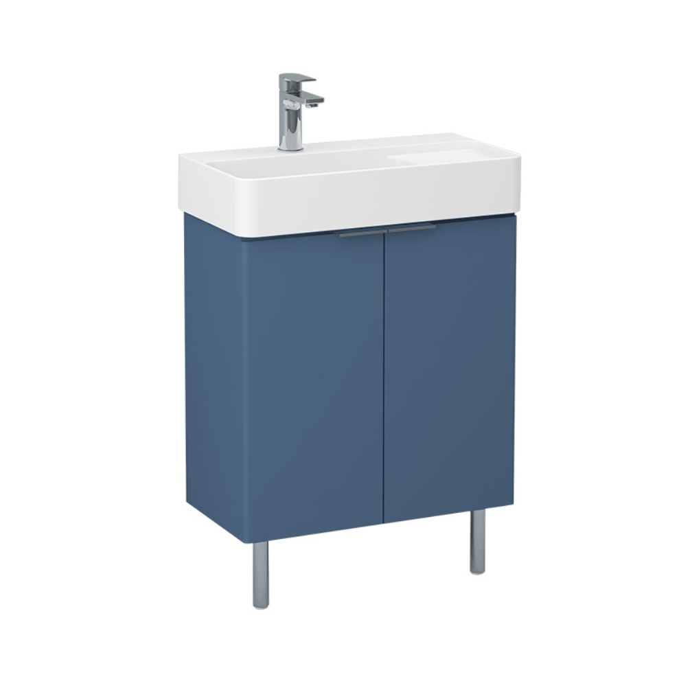 Imex Blade 600mm Matt Blue Double Door Floorstanding Vanity Unit Cut Out