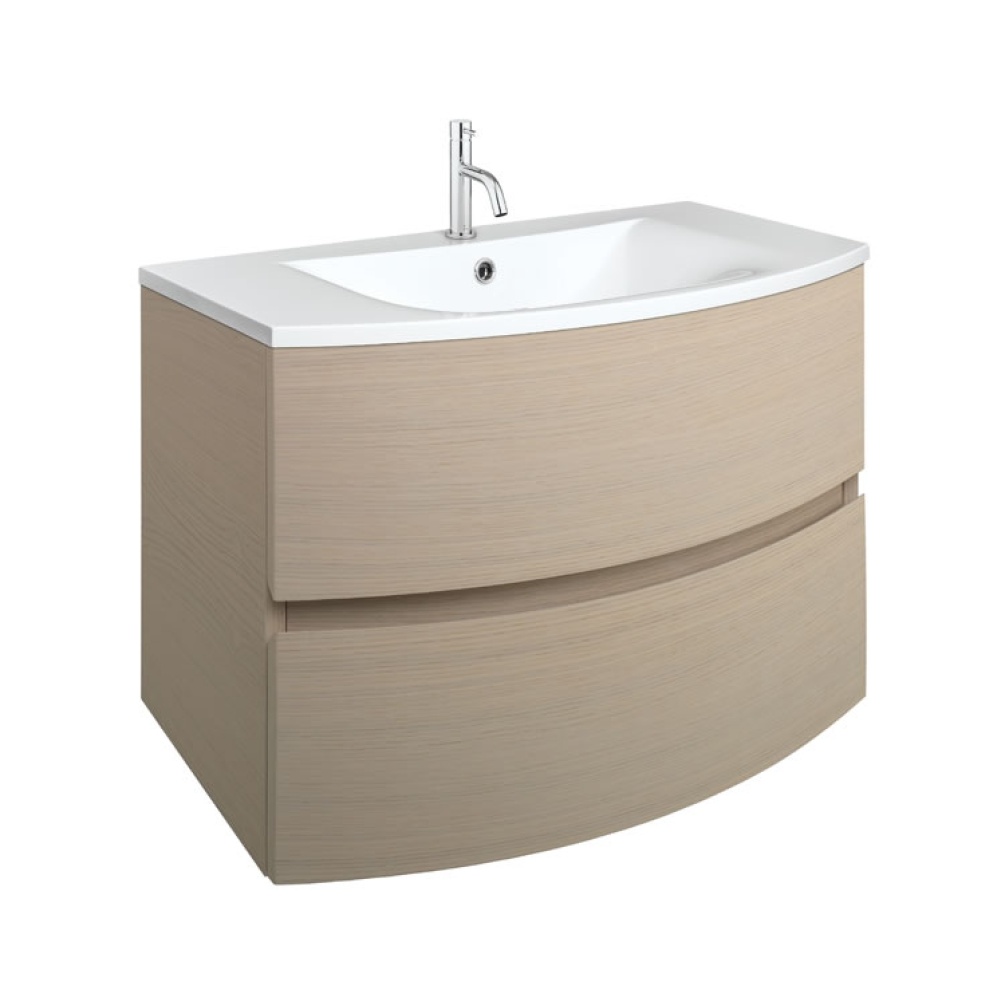 Cutout image of Crosswater Svelte 800 Castilla Oak Wall-Hung Vanity Unit & Cast Mineral Basin