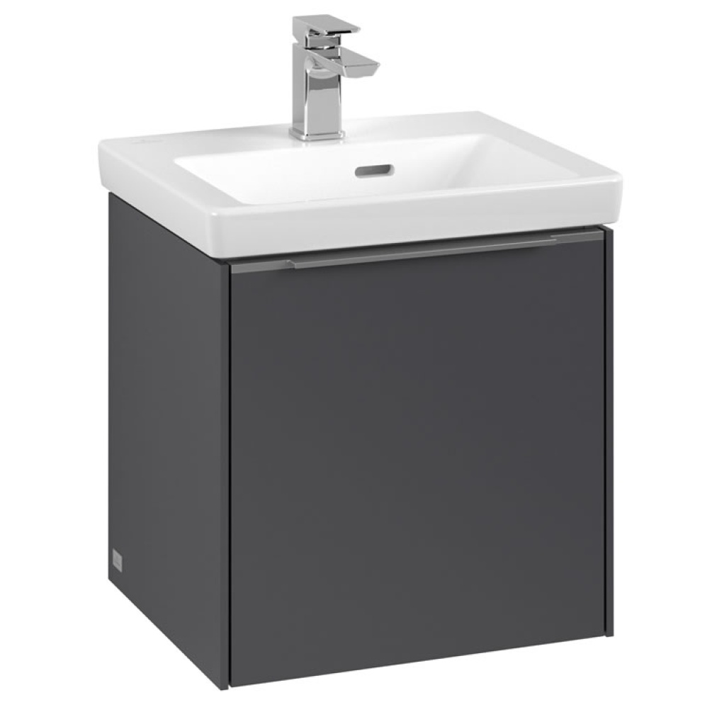Cutout image of Villeroy & Boch Subway 423 3.0 Graphite Wall-Hung Vanity Unit & Basin Glossy Aluminium Handle