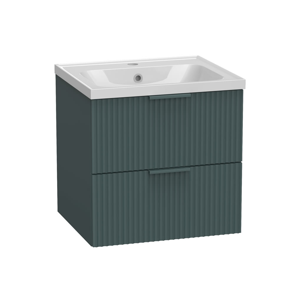 Tavistock Cadence Fluted 500mm Viridian Green Wall Hung Vanity Unit & Basin