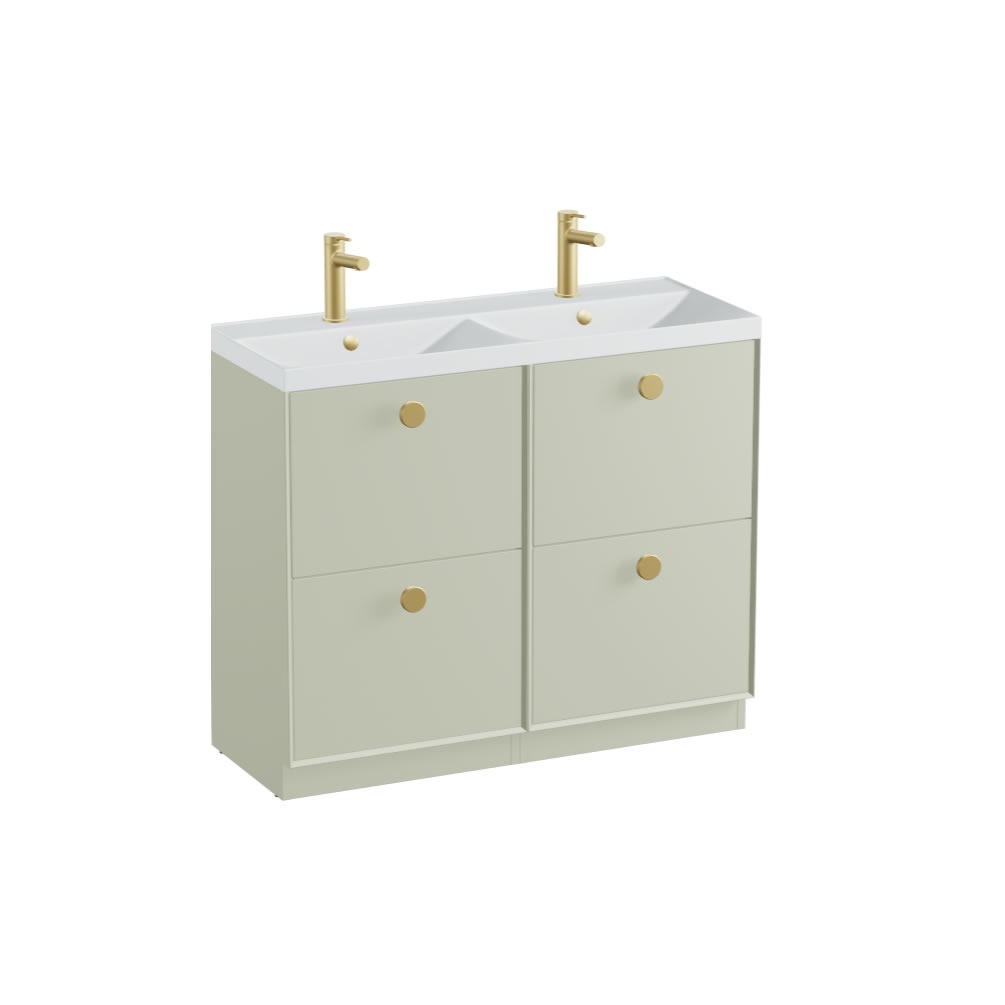 Vado Safari Smooth 1000mm Sage Green Floor Mounted Vanity Unit & Mineral Basin