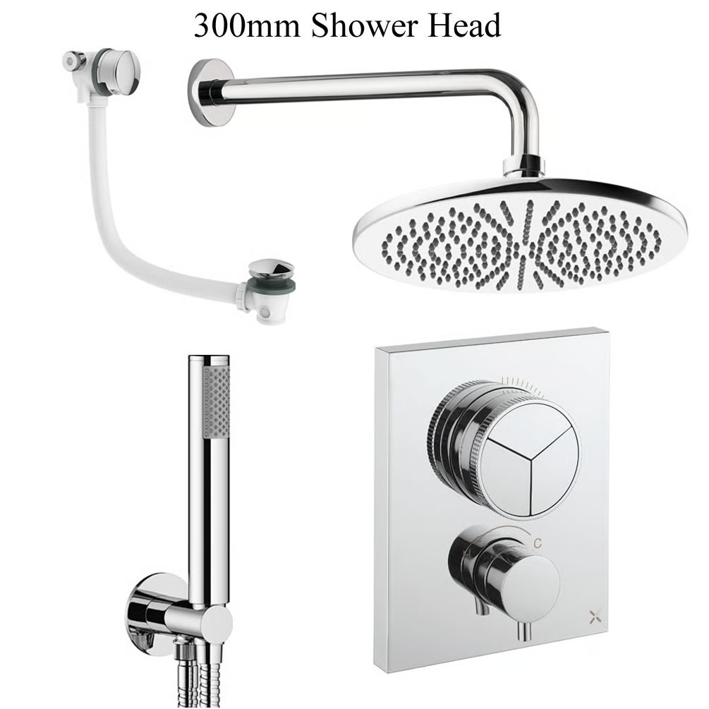 Cutout image of Crosswater Crossbox Push Chrome Triple Outlet Shower Bath Set