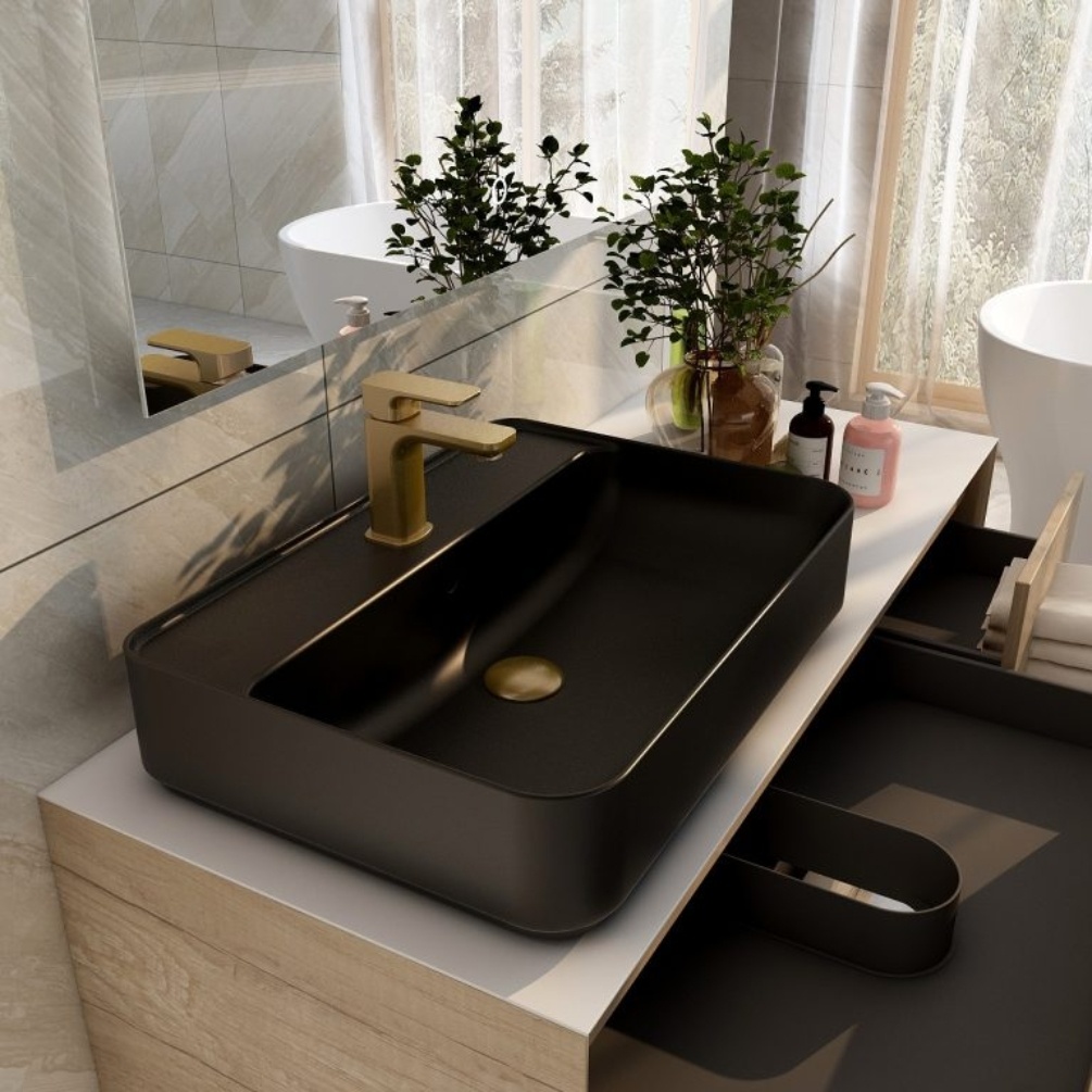 Imex Ravine 600mm Black Countertop Basin Lifestyle