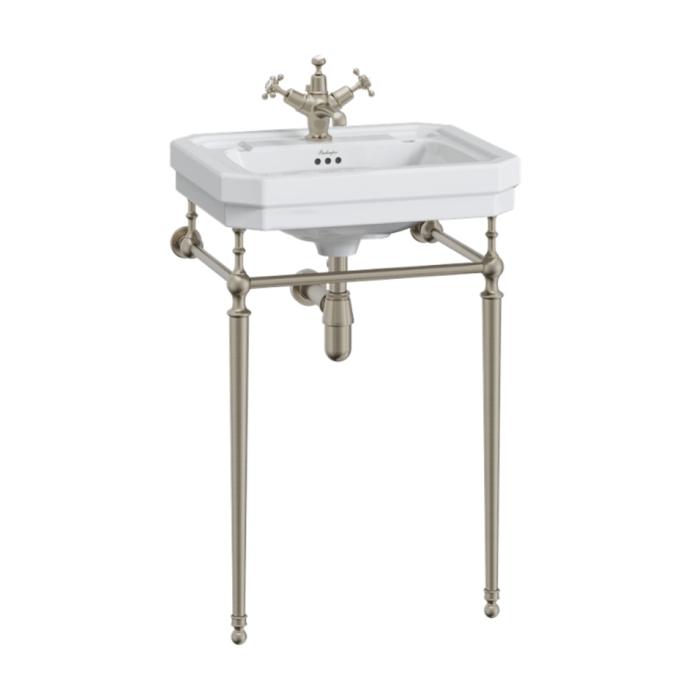 Product Cut out image of the Burlington Victorian 560mm Basin & Brushed Nickel Washstand
