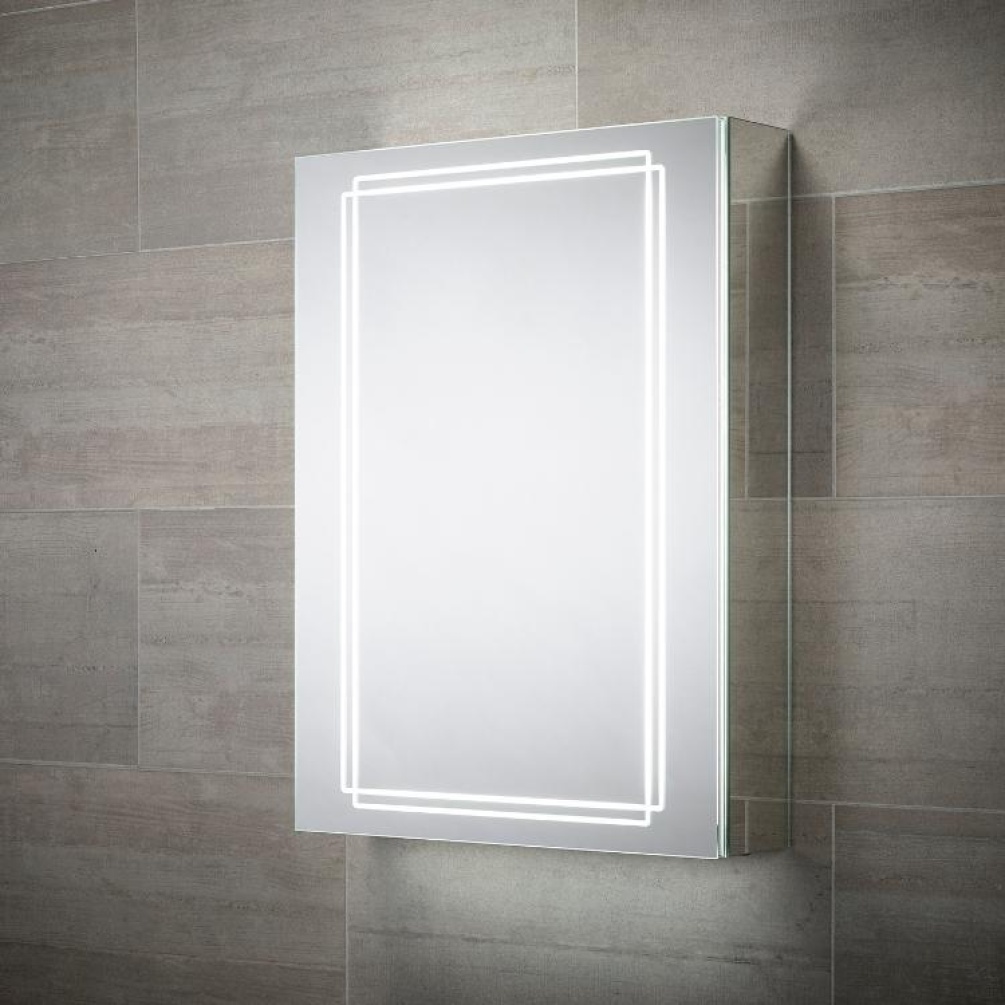 Close up product image of closed Sensio Harlow Single Door LED Mirror Cabinet SE31194C0