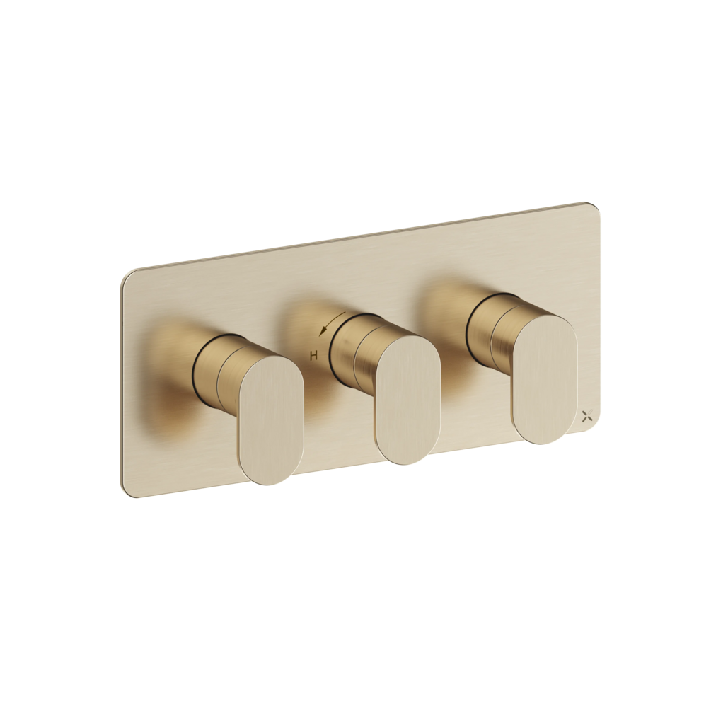 Crosswater Drift Brushed Brass Landscape 2 Outlet 3 Handle Shower Valve