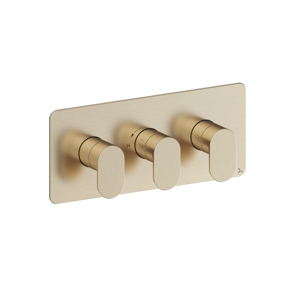 Crosswater Drift Brushed Brass Landscape 2 Outlet 3 Handle Shower Valve