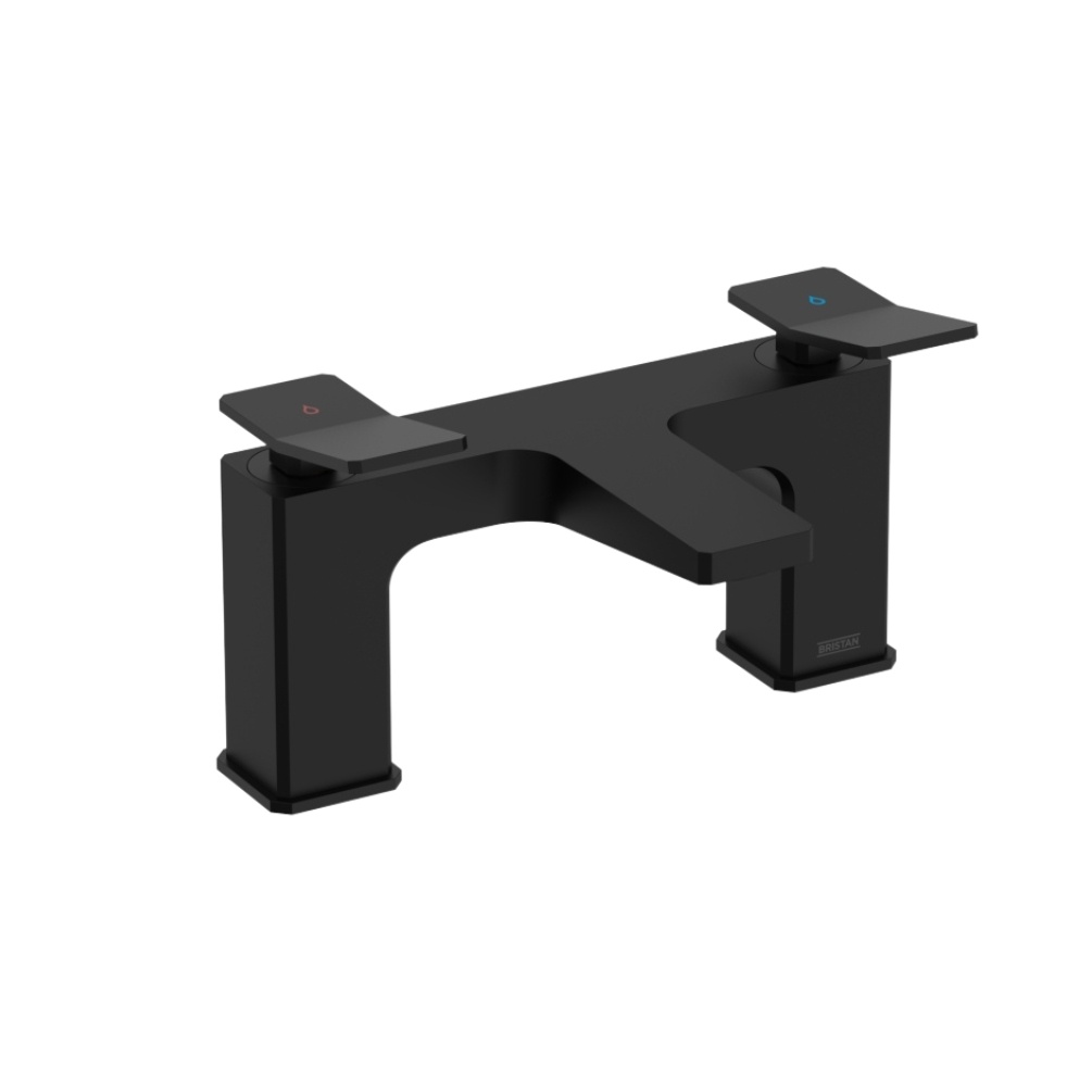 Cut out image of the Bristan Tangram Black Deck Mounted Bath Filler