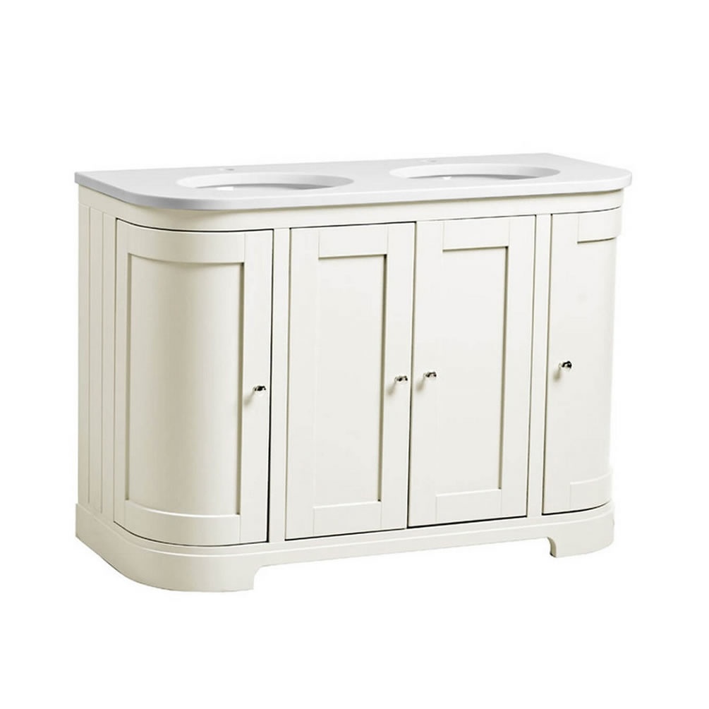 Tavistock Lansdown 1200mm Matt Linen White Curved Undermount Double Basin Vanity Unit & Worktop