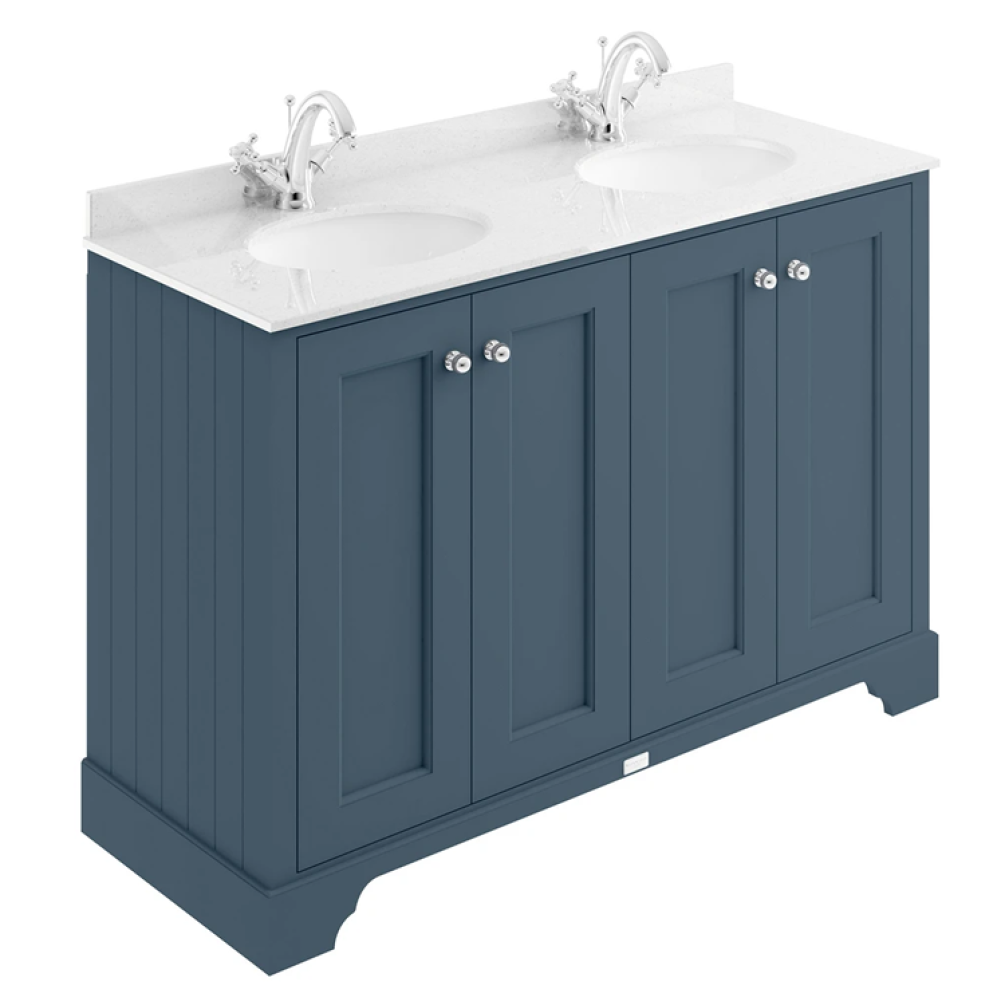 Photo of Bayswater Stiffkey Blue 1200mm 4 Door Vanity Unit & White 1TH Worktop