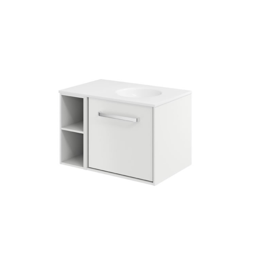 Cutout image of Crosswater Infinity 700mm Matt White Wall-Hung Vanity Unit & Right-Handed Basin