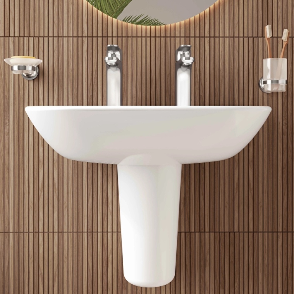 VitrA S20 650mm Washbasin with Pedestal Lifestyle 1