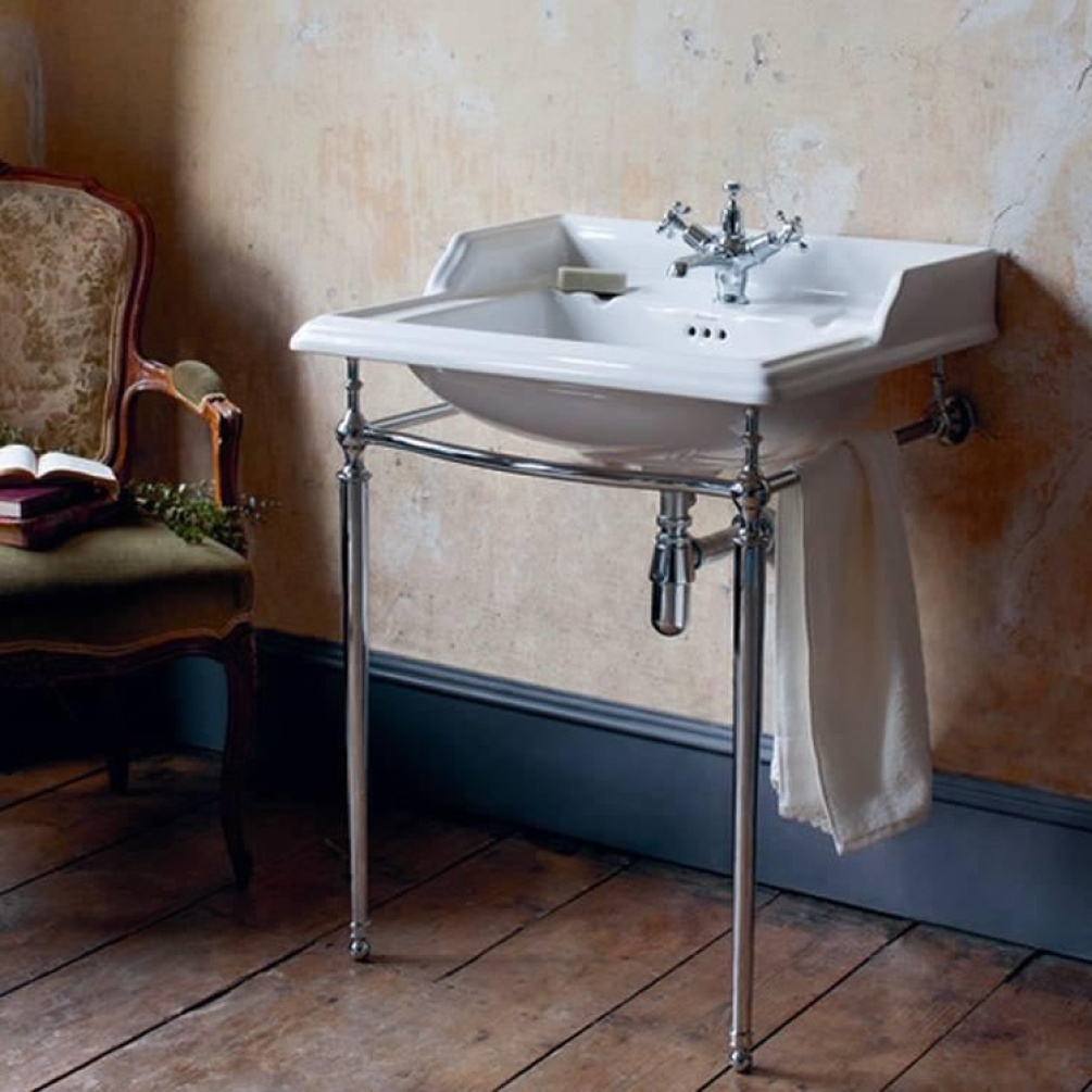 Product Lifestyle image of the Burlington Classic 650mm Basin & Chrome Washstand
