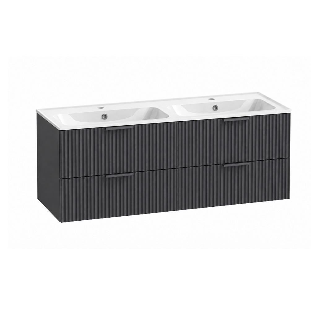 Tavistock Cadence Fluted 1200mm Matt Storm Grey Wall Hung Vanity Unit & Basin