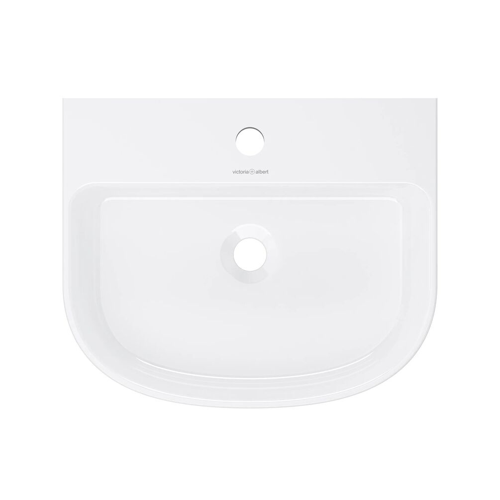 Product cut out image of the Victoria + Albert Lussari 500mm Gloss White Back to Wall Countertop Basin One Tap Holes