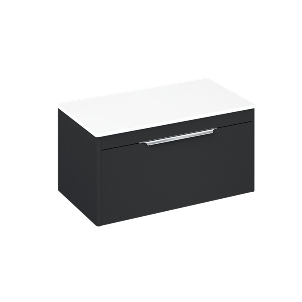 Photo of Britton Bathrooms Shoreditch 850mm Matt Grey Single Drawer Unit & White Worktop