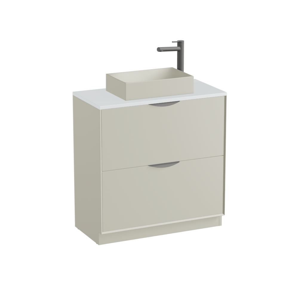 Vado Safari Smooth 800mm Cashmere Floorstanding Vanity Unit & Arctic White Worktop