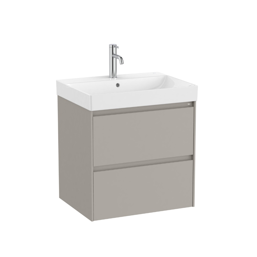 Cut Out Image of Roca Ona 600mm x 460mm Sand Grey Wall Hung Vanity Unit & Basin