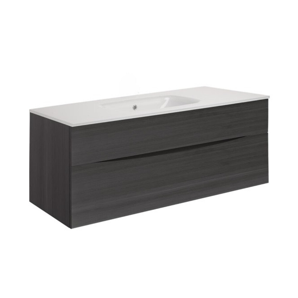 Product Cut out image of the Crosswater Glide II Steelwood 1000mm Double Drawer Unit with Cast Mineral Marble 0 Tap Hole Basin