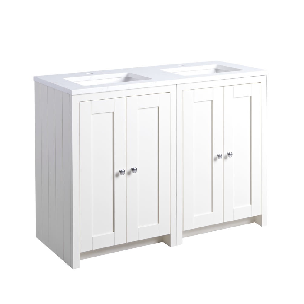 Tavistock Lansdown 1200mm Matt Linen White Undermount Vanity Unit & Worktop