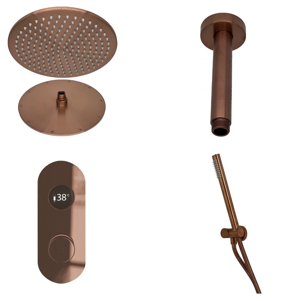 Ted Togo Brushed Bronze Oval Valve Ceiling Arm Cut Out