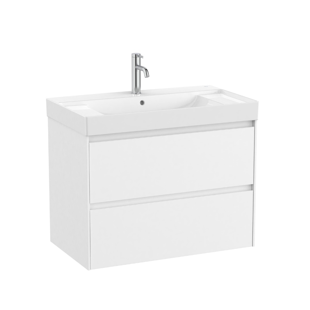 Cut Out Image of Roca Ona 800mm x 460mm Matt White Wall Hung Vanity Unit & Basin