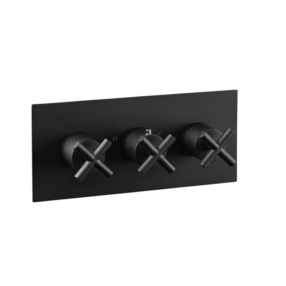 Photo of JTP Solex Matt Black Landscape Three Outlet Shower Valve Cutout