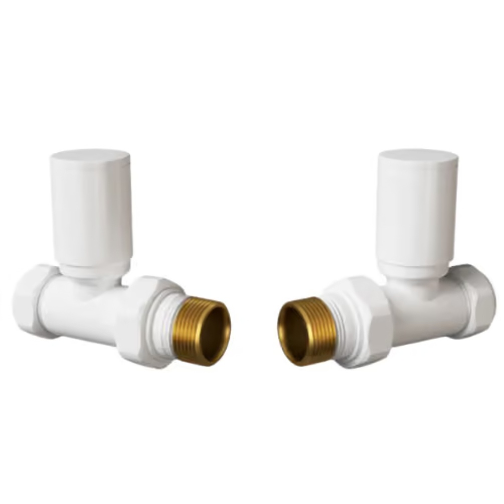 Crosswater Matt White Straight Towel Radiator Valves Cut Out