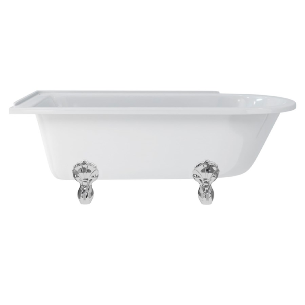 Burlington Hampton 1700mm Left Freestanding Shower Bath With Chrome Claw Feet