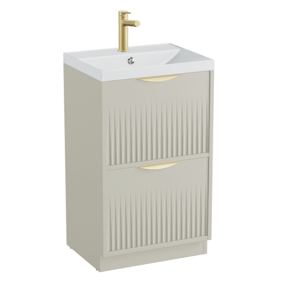 Vado Safari Fluted 500mm Cashmere Floorstanding Vanity Unit & Mineral Basin