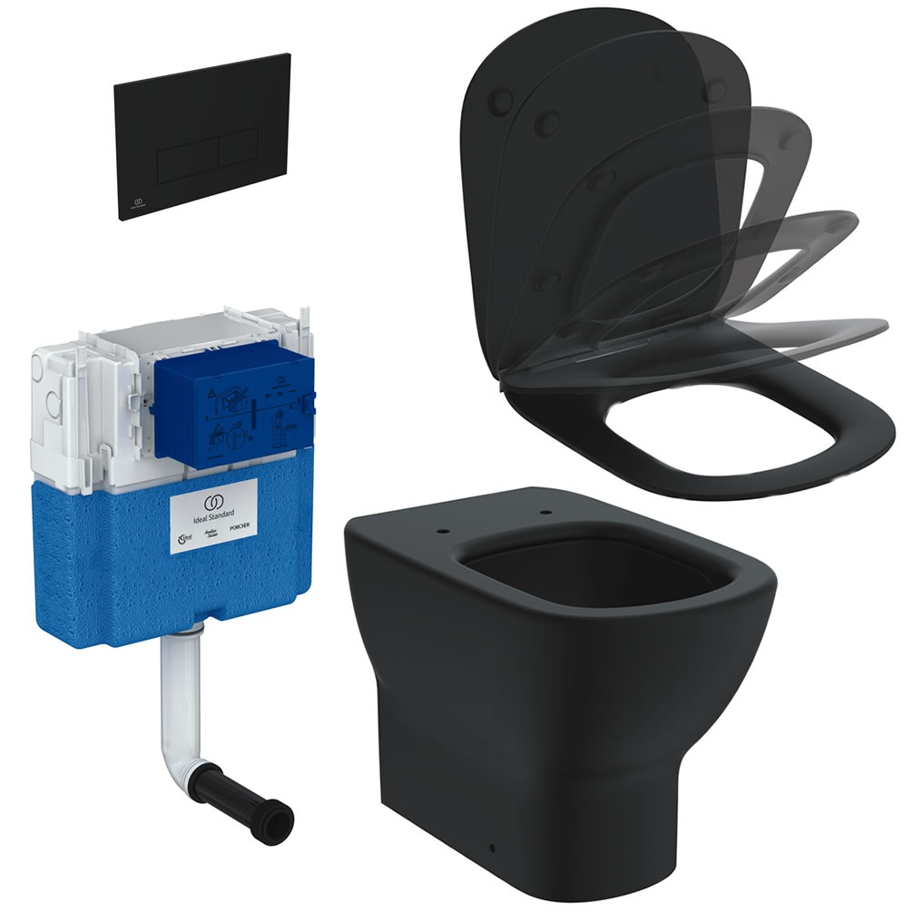 Cutout image of Ideal Standard Tesi Silk Black Back-To-Wall Toilet & Cistern Set