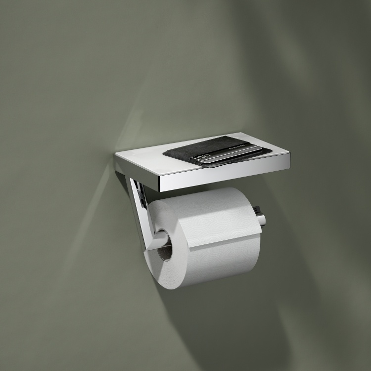 Keuco Reva Toilet Roll Holder with Shelf Sanctuary Bathrooms