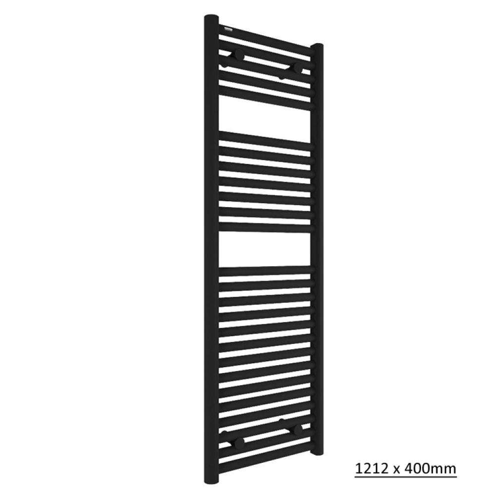 Photo of Tissino Hugo2 Matt Black Heated Towel Rail 1212 x 400mm Cutout