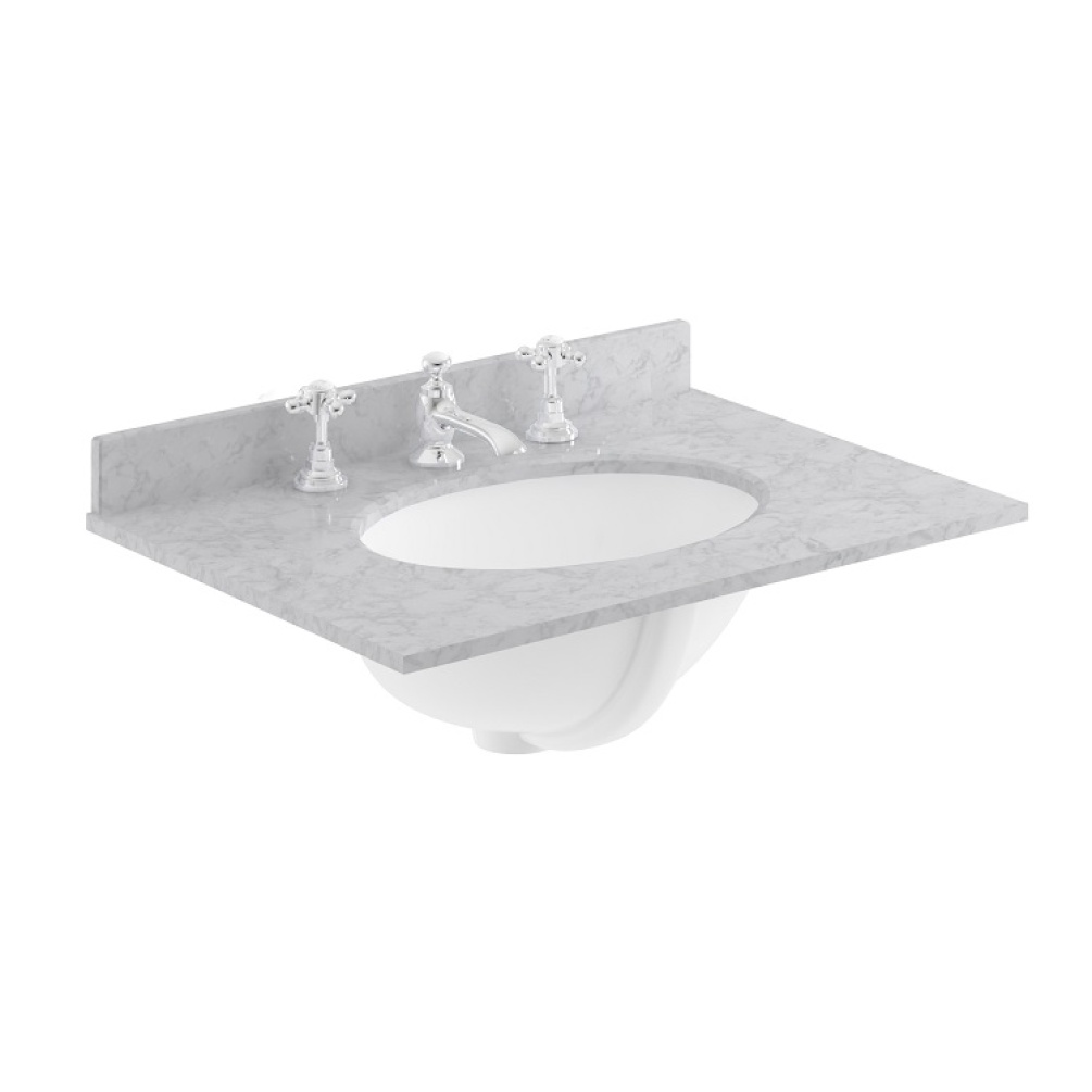 Product cut out image of BAYC226 Bayswater Grey Marble 600mm 3 Tap Hole Worktop