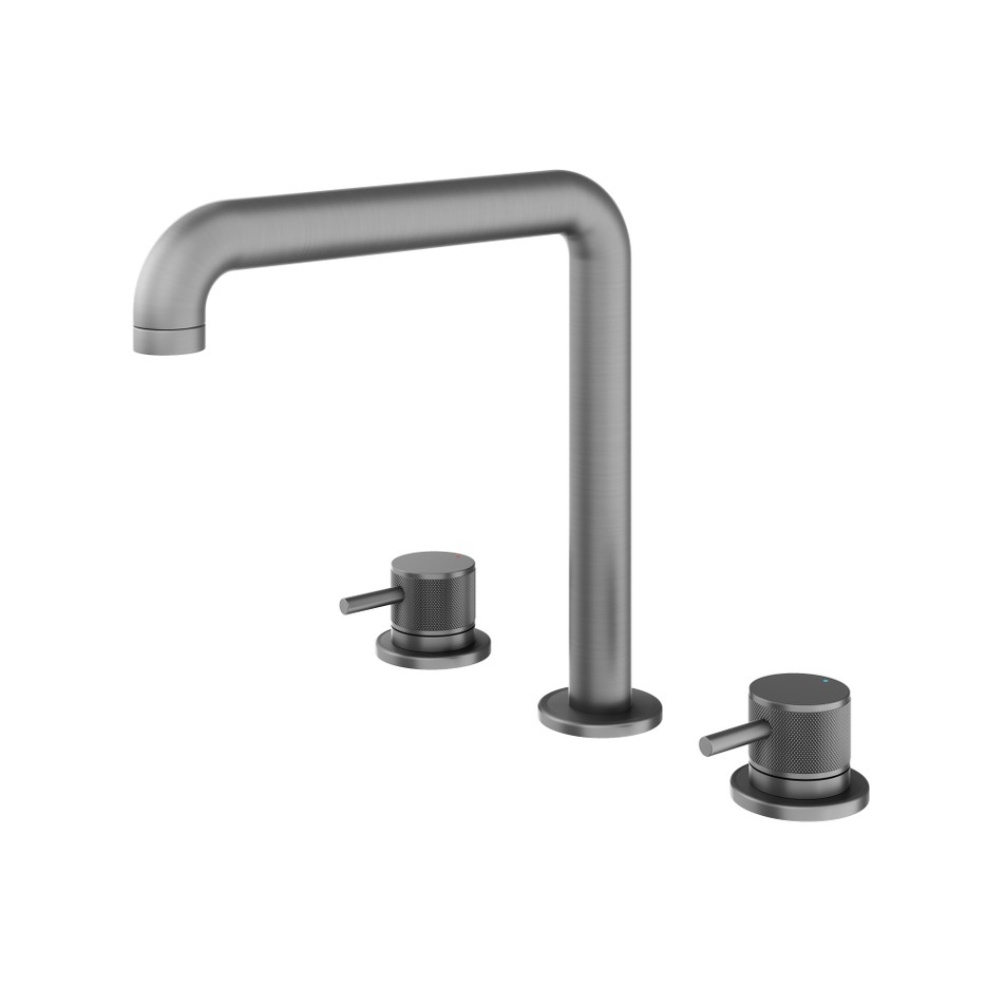 Product Cut out image of the Abacus Iso Pro Anthracite Deck Mounted 3 Tap Hole Basin Mixer