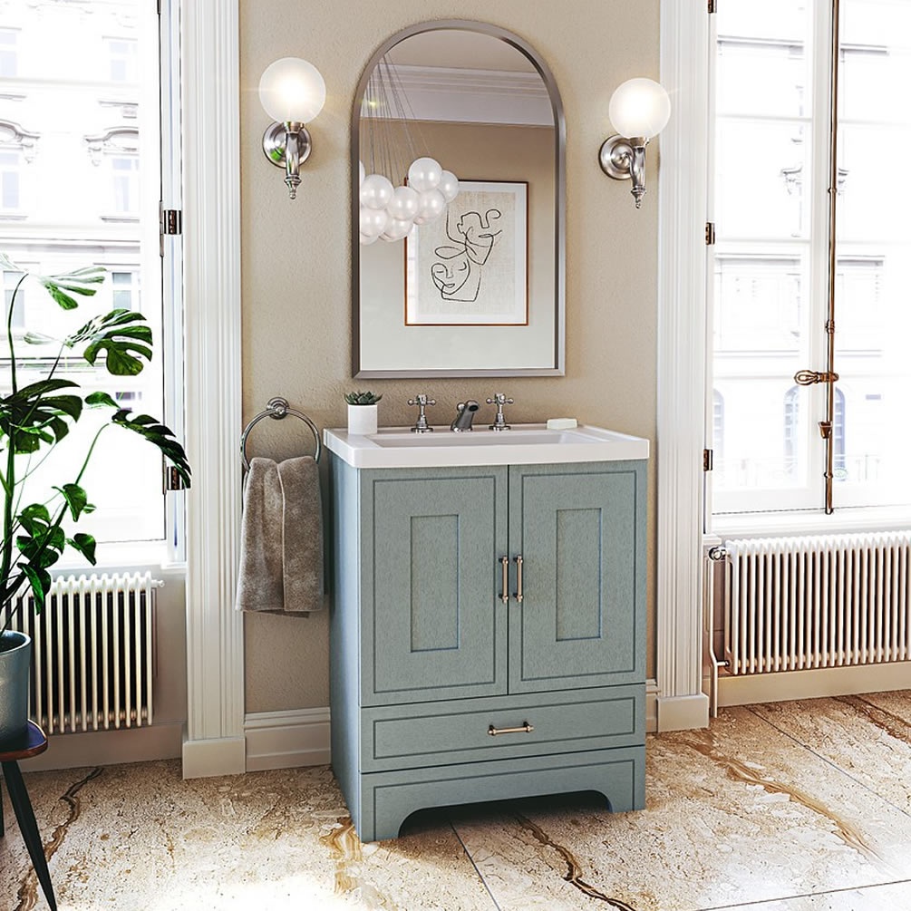 Imperial Fradley Sea Mist Freestanding 2 Door & 1 Drawer Vanity Unit & Radcliffe Basin - Lifestyle Image