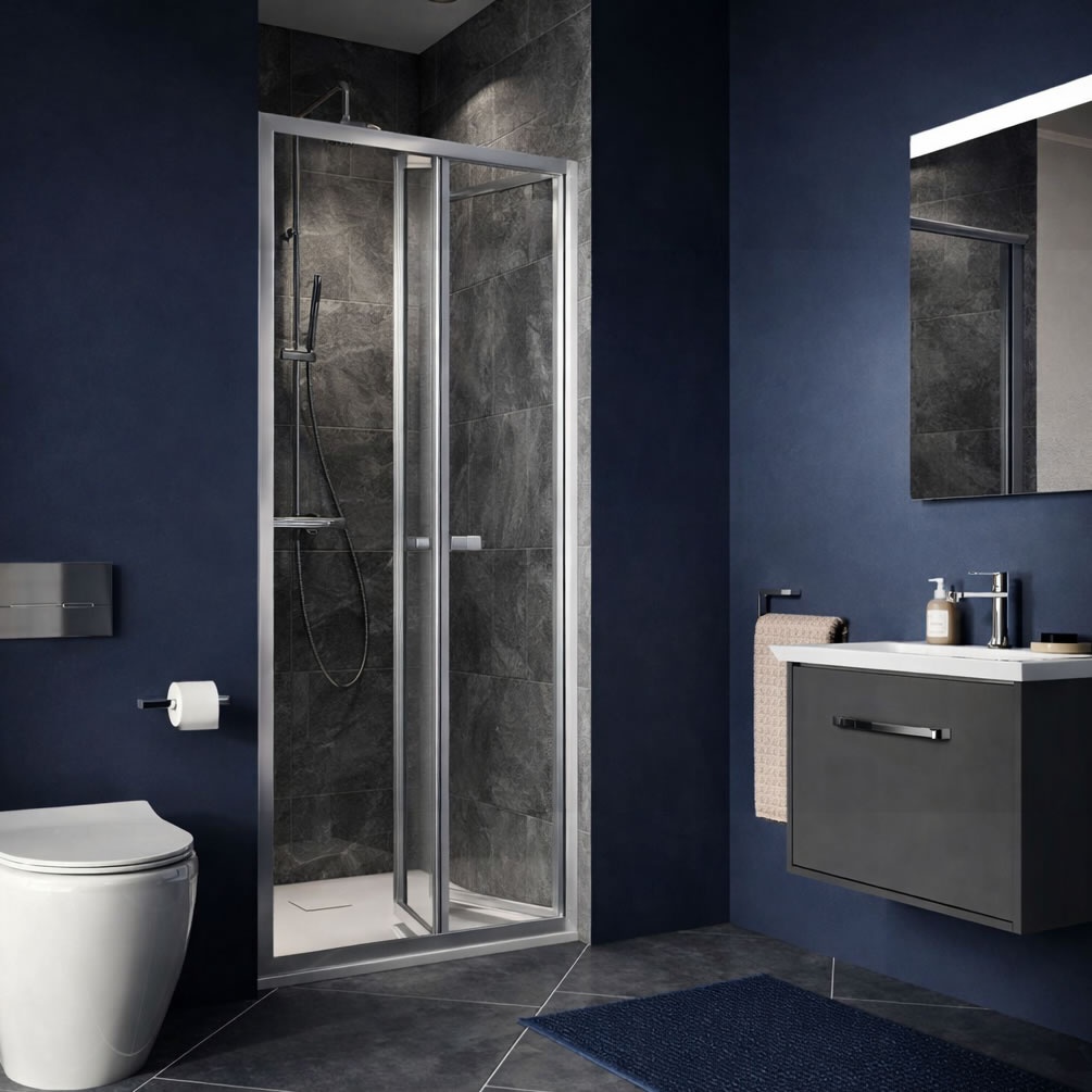 Lifestyle image of Dune Chrome 800mm Bifold Shower Door
