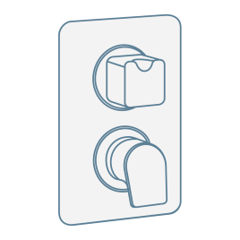 iconography image of a two outlet/dual outlet concealed shower valve mixer