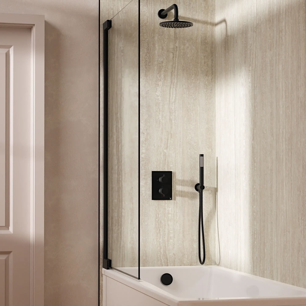 Lifestyle image of Crosswater Crossbox Matt Black Triple Outlet Shower Bath Set