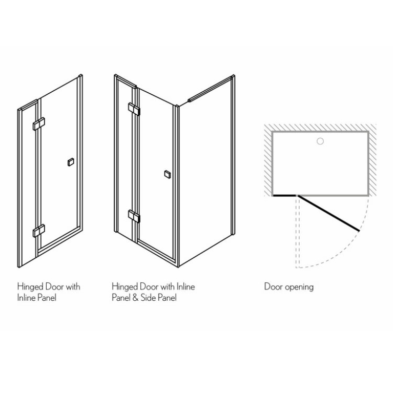 Crosswater Design 8 Hinged Door & Inline Panel Sanctuary Bathrooms