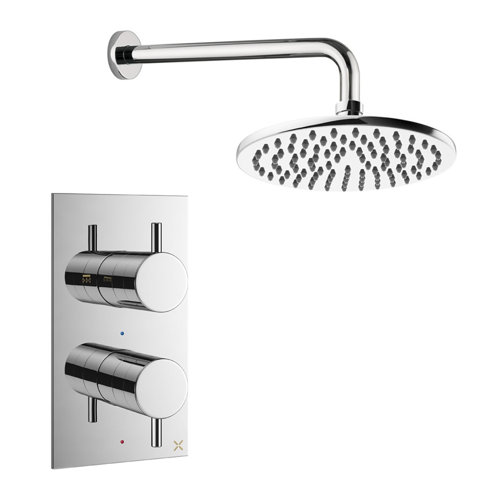 Cutout image of Crosswater Design Chrome Single-Outlet Rainfall Shower Set