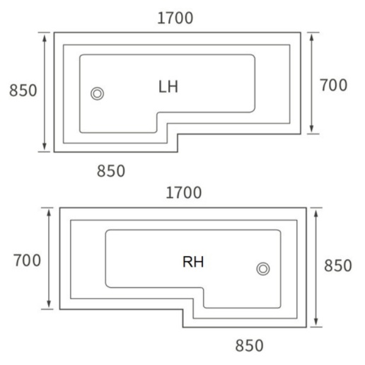 Camden L Shaped 1700mm Shower Bath | Sanctuary Bathrooms