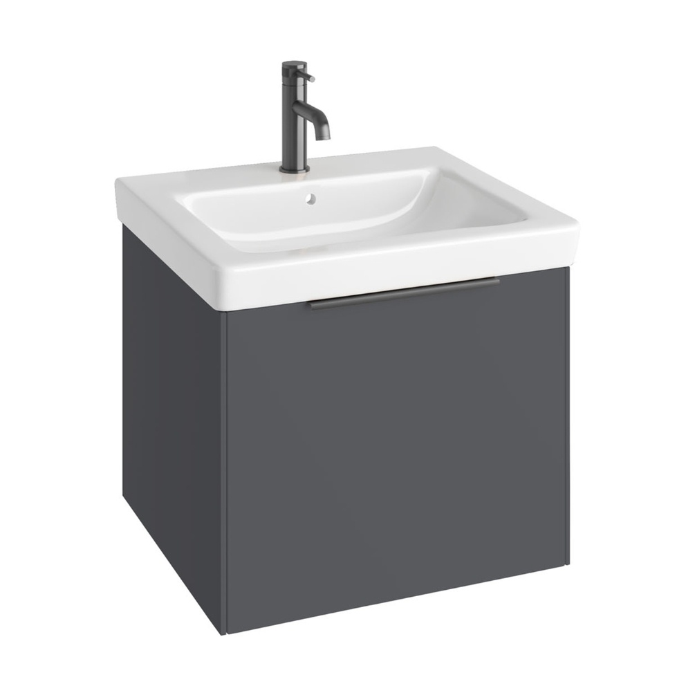 Product Cut out image of the Abacus Concept Simple S3 Anthracite 600mm Basin & Vanity Unit with an Anthracite Furniture Handle