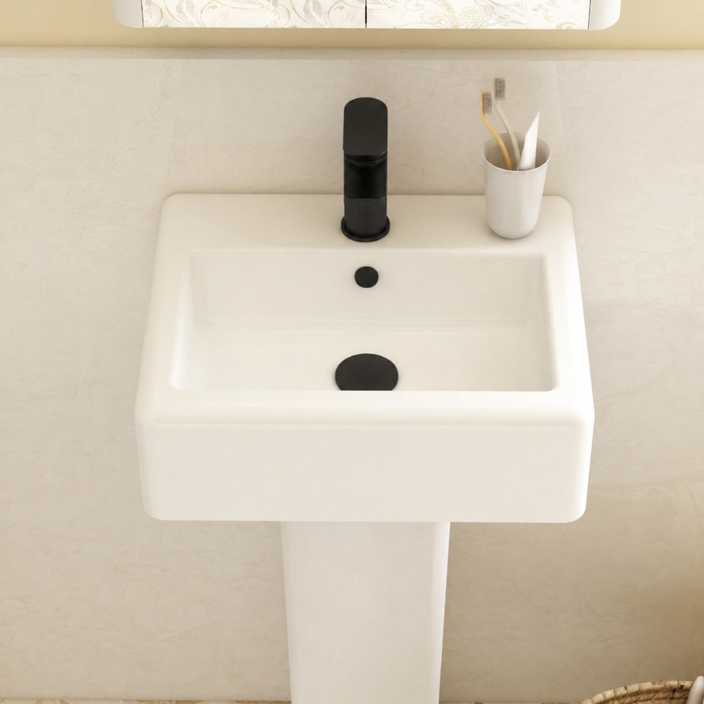 Imex Suburb 1 Tap Hole 455mm Pedestal Basin Matt Black