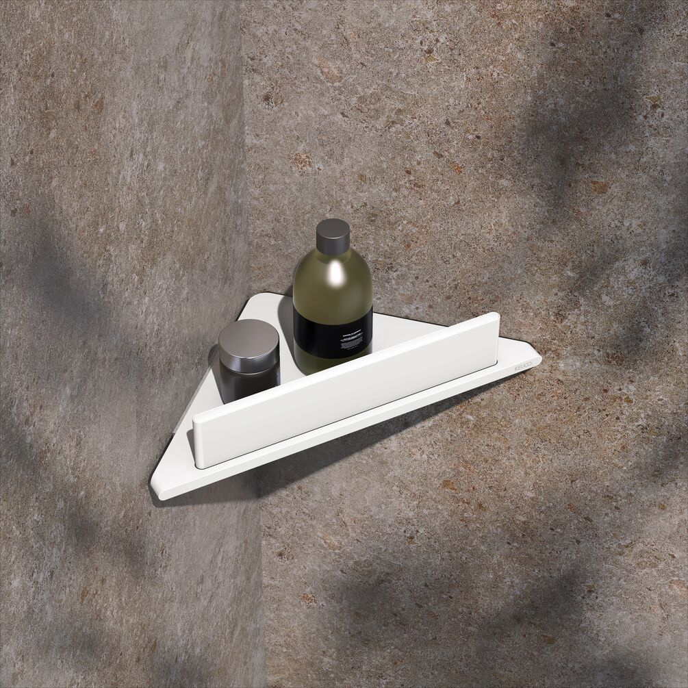 KEUCO Aveno Matt White Shower Corner Shelf with Wiper