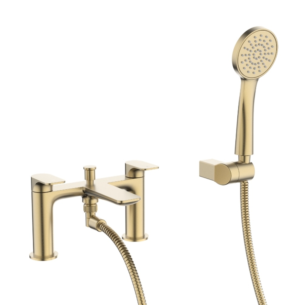 Product Cut out image of the Crosswater Fuse Brushed Brass Bath Shower Mixer