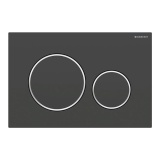 Cutout image of Geberit Sigma20 Round Matt Black / Gloss Chrome Dual Flush Plate