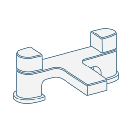 iconography image of two tap hole bath shower mixer tap in bridge design