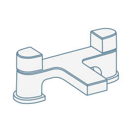 iconography image of two tap hole bath shower mixer tap in bridge design