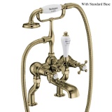 Product Cut out image of the Burlington Claremont Gold Deck Mounted Bath Shower Mixer